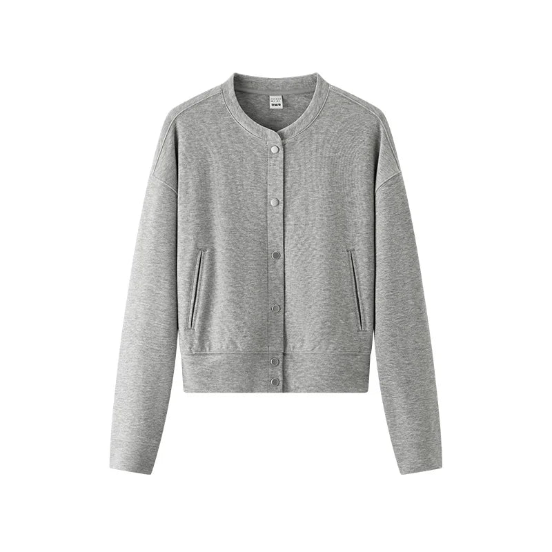 Semir Women Jacket Short Solid Loose Dropped Shoulder Crew Neck Layered Casual Style Autumn Outerwear Daily Wear 2026