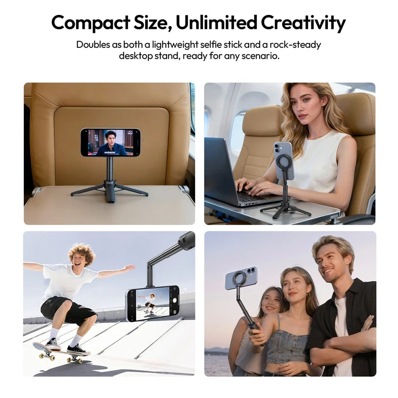 Ulanzi MT71 2 In1 ម៉ាញេទិក Mini Selfie Stick ជើងទម្រសម្រាប់ទូរស័ព្ទ iPhone 17 16 15 Pro Max Android អាចលៃតម្រូវបាន 180° សម្រាប់ Vlog
