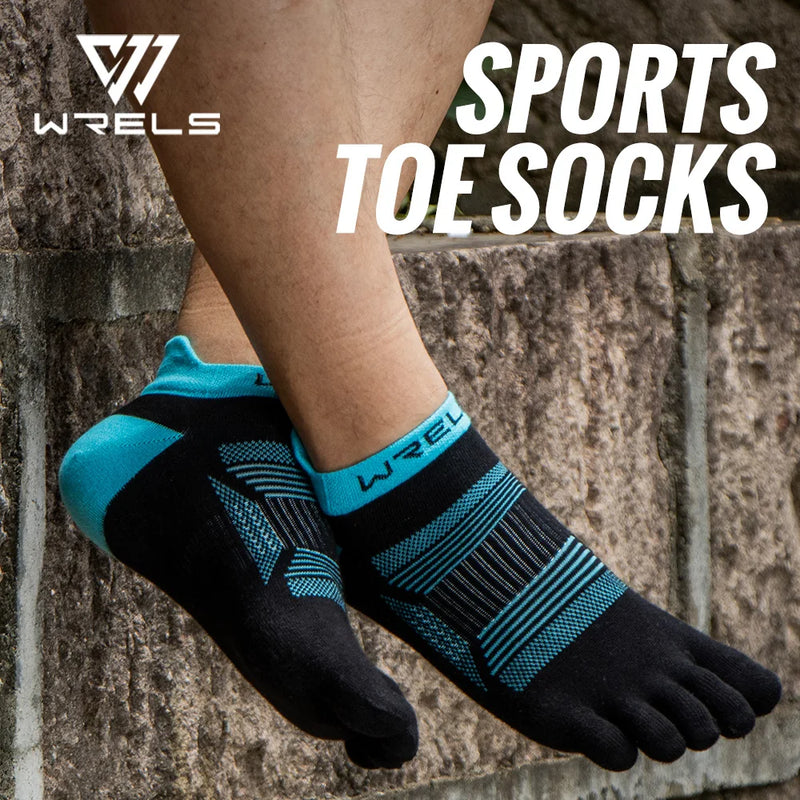 WRELS Five Finger Toe Running Socks Athletic Breathable Five Finger Socks High Performance Moisture Wicking Five Toe Socks