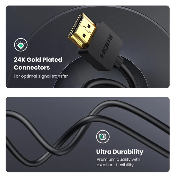 ខ្សែ UGREEN Micro HDMI ដែលអាចប្រើជាមួយ 4K/60Hz បែបផែន 3D Micro HD ទៅ HD ខ្សែបុរសទៅបុរស សម្រាប់ GoPro Sony Projector ដែលអាចប្រើជាមួយ HDMI Micro