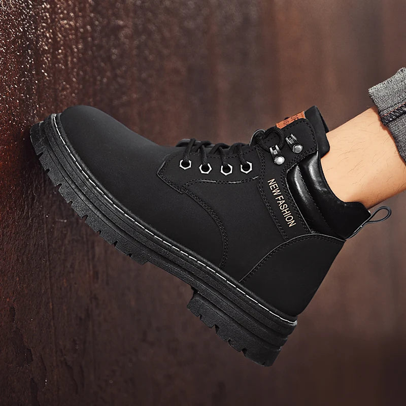 Men's fashion British casual boots spring and autumn new high-top soft sole non-slip youth outdoor high-top tooling yellow boots