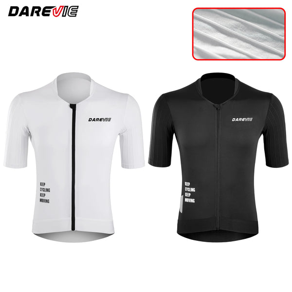 អាវយឺតជិះកង់ DAREVIE Aero Man កាត់បន្ថយភាពធន់ PRO Level អាវជិះកង់ប្រឆាំងនឹងកាំរស្មីយូវី 40+ សម្រាប់បុរស ស្រូបយកសំណើម
