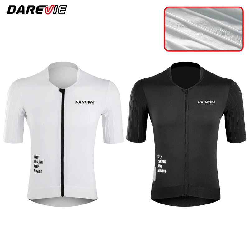 អាវយឺតជិះកង់ DAREVIE Aero Man កាត់បន្ថយភាពធន់ PRO Level អាវជិះកង់ប្រឆាំងនឹងកាំរស្មីយូវី 40+ សម្រាប់បុរស ស្រូបយកសំណើម