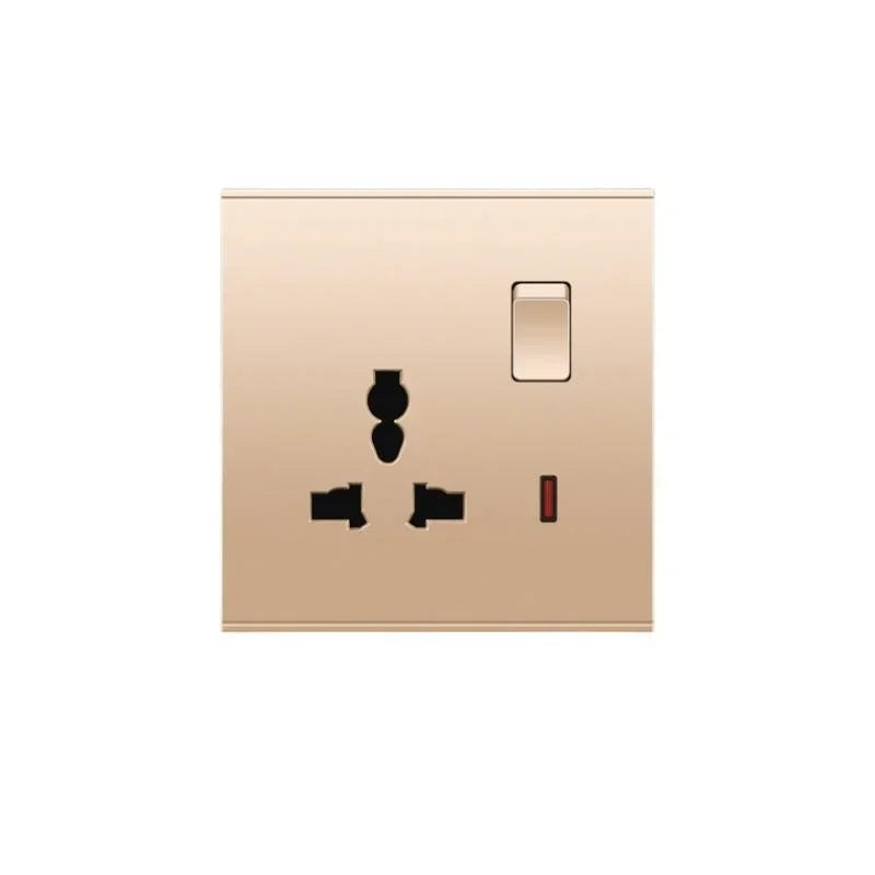 Uk Type 86 13A Universal Rose Gold 220V Wall Large Warped 1gang2way Cross Button Light Switch,USB Electric Plug Wall Socket