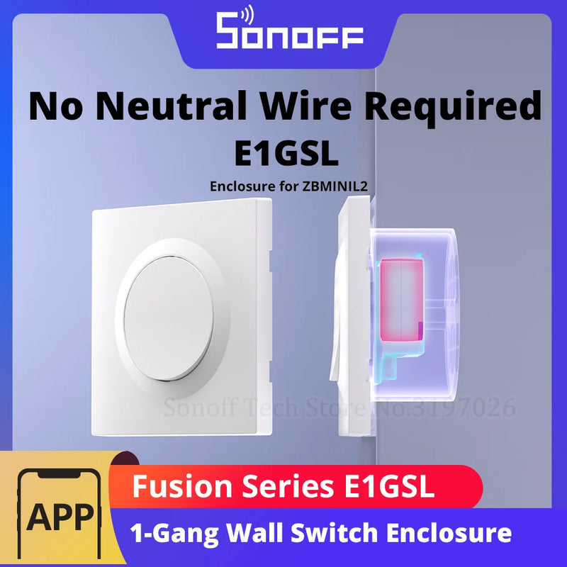 SONOFF E1GSL Wall Switch Enclosure No Neutral Wire Required Ultra-Slim PC Material Clip-on Installation Enclosure For ZBMINIL2