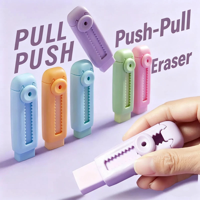 Push Pull Eraser for Children and Elementary School Students, Pencil Eraser Without Debris, Push-Pull Lock Eraser, Stationery