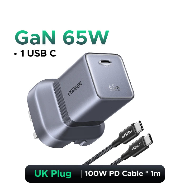 【Ultra Mini】UGREEN Nexode Air 65W GaN Charger PD3.0 QC4.0 PPS For Macbook Pro Laptop iPhone 18 17 Samsung S26 Ultra iPad Tablet