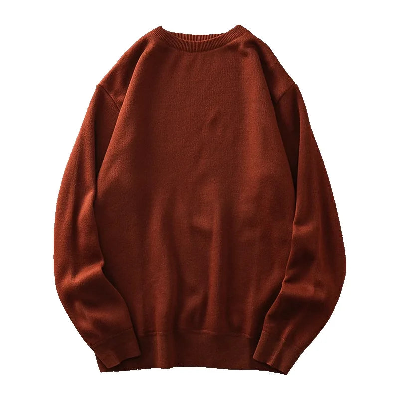 DUKEEN Men's Mock Neck Sweaters Winter Fleece-Lined Thick Warm Pullovers Solid Color Crew Neck Sweater Knitwear