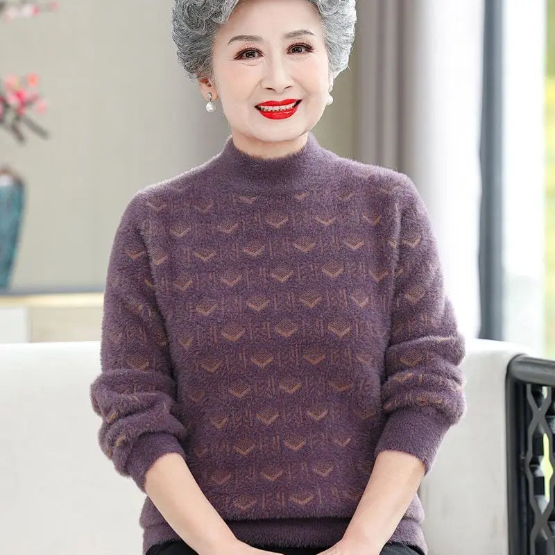 Middle Aged Mother Sweaters & Jumpers Tops Thick Warm Jersey For Women Autumn Winter Knitwear Cashmere Pullovers Woman Clothes