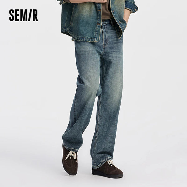ខោខូវប៊យបុរស Semir បែប Retro លាងសម្អាតរលុងត្រង់ 2026 រដូវស្លឹកឈើជ្រុះ ខោ Denim ទន់ ប្រើប្រាស់បានយូរ ធម្មតា ធ្វើដំណើរប្រចាំថ្ងៃ រចនាប័ទ្ម ស្លៀកពាក់ប្រចាំថ្ងៃ