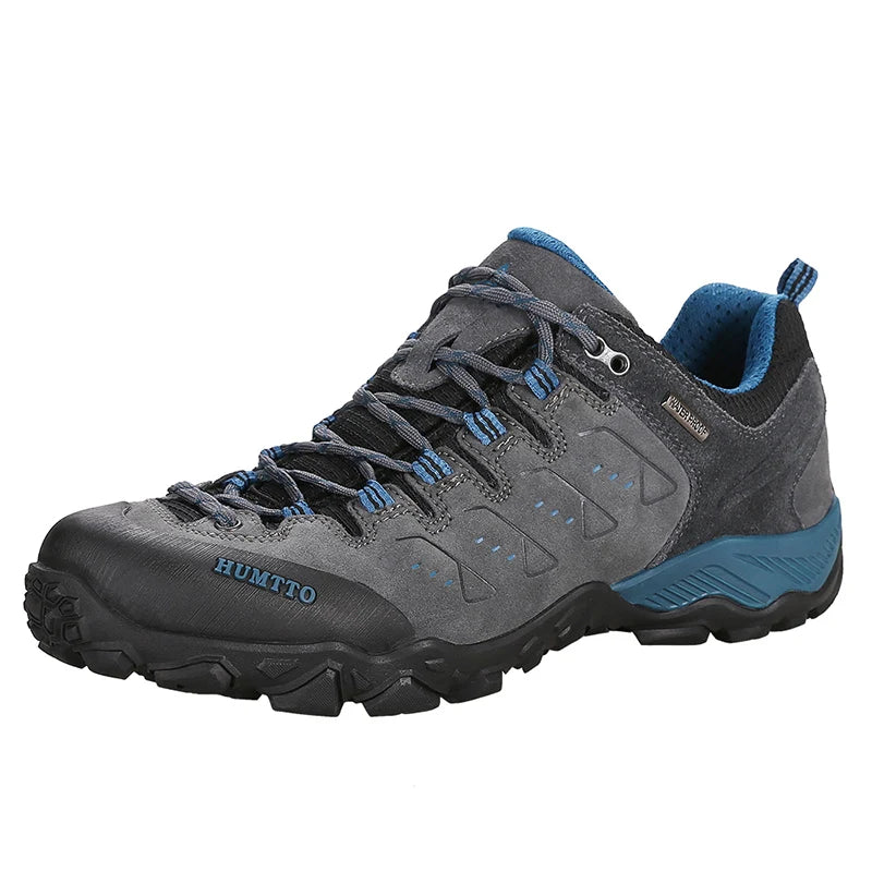 HUMTTO Genuine Leather Men's Sports Shoes Non-slip Hiking Shoes Winter Outdoor Safety Sneakers Breathable Trekking Boots for Men