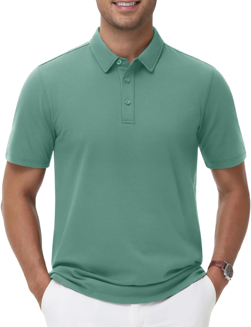 TACVASEN Polo Shirts Men's Short Sleeve Soft Cotton Pique T-Shirts 3 Buttons Classic Fit Casual Performance Golf Shirts Cooling