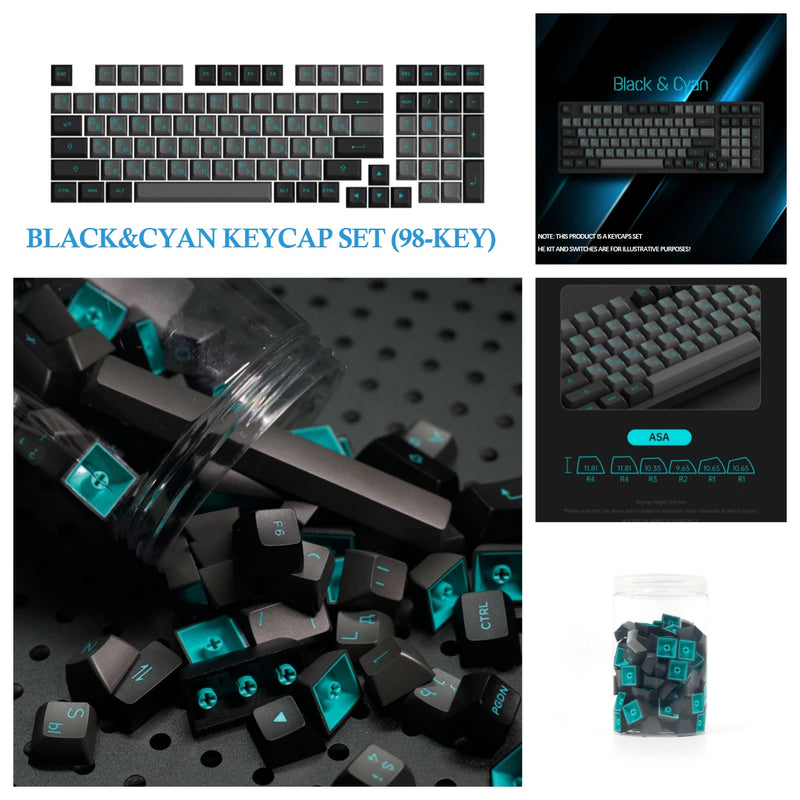 Akko Russian Keycap Set ASA/OEM/Cherry Profile 61 68 84 88 108 Keys Canned PBT Double Shot Mechanical Keyboard Cyrillic Keycaps