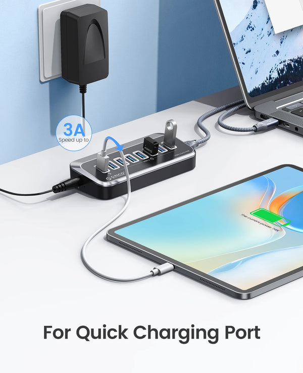 ORICO ABS Powered 5Gbps HUB PD18W Charging USB 3.2 Type C hub Card Reader Splitter With Power Adapter for Desktop PC Accessories