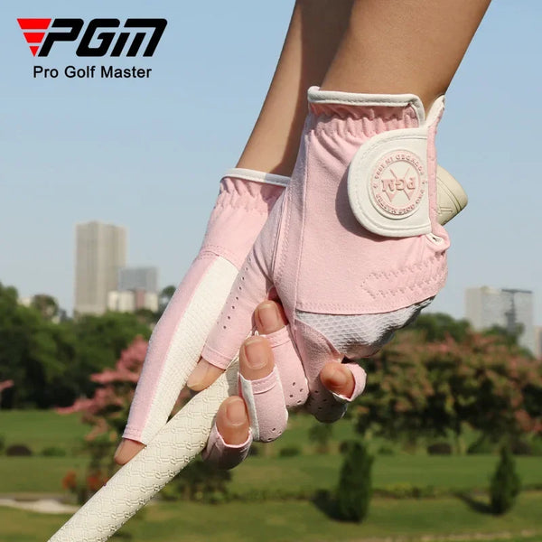 PGM Women Golf Gloves 1 pair Made of Microfiber Fabric Breathable Wear-resistant Anti Slip Soft Color Matching ST031/ST034