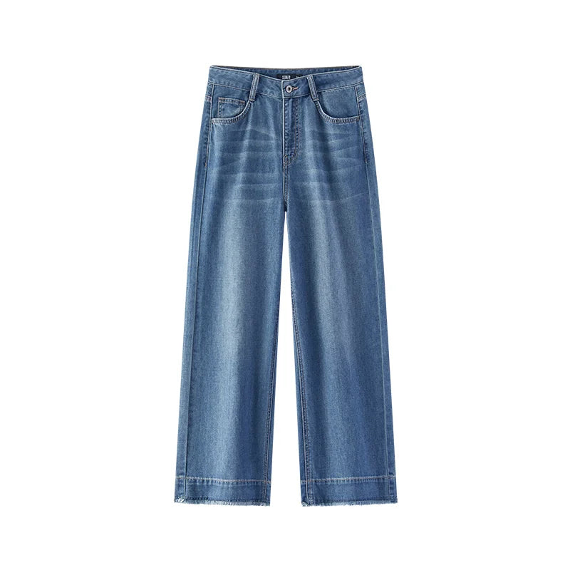 Semir Women Jeans Cooling 2026 Wide Leg Raw Hem Ankle Length Urban Casual Everyday Style Soft Comfortable Daily Wear Trendy