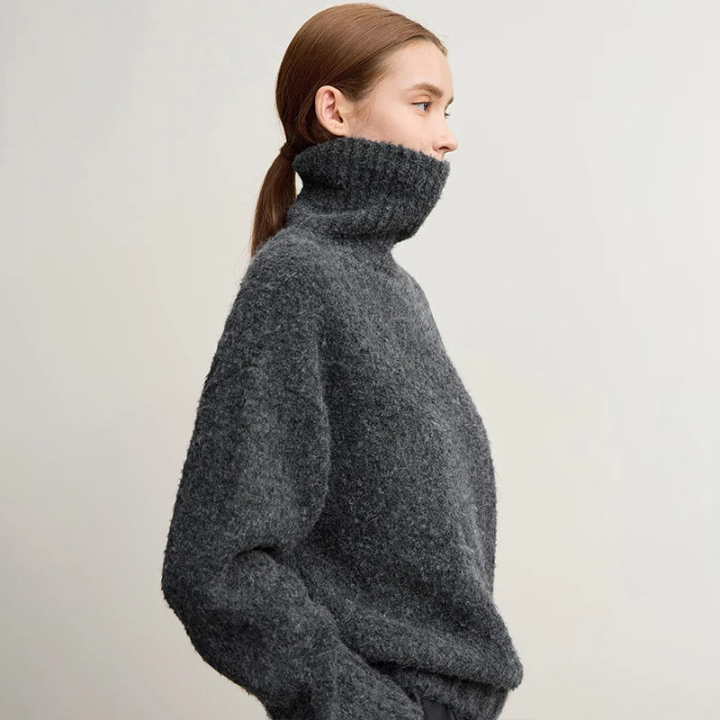 Amii Turtleneck Women Sweater 2026 Winter New Warm Casual Basic Solid Long Sleeve Knitted Tops Loose Pullover For Woman 12544210