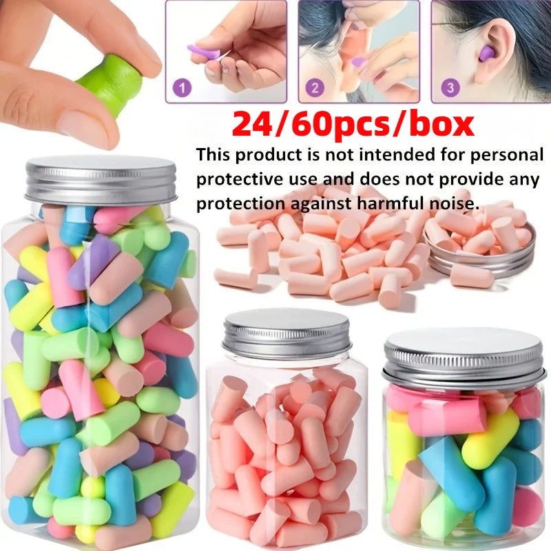 24/60pcs/Box Sleep Earplugs,Dormitory Sleep Mute Dedicated Soundproofing and Noise Reduction Earplugs Home Soundproofing.