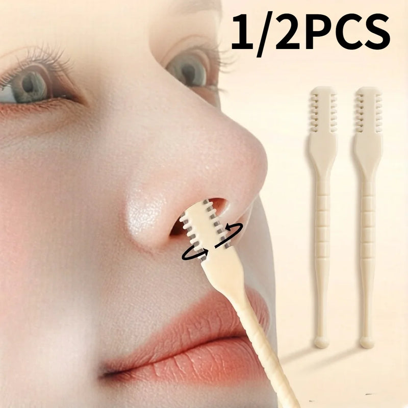 1/2pcs Manual Nose Hair Trimmer Set. 360° Rotating Trimmer, Double-Sided Blade,  Easy to Clean, Made of Plastic Material