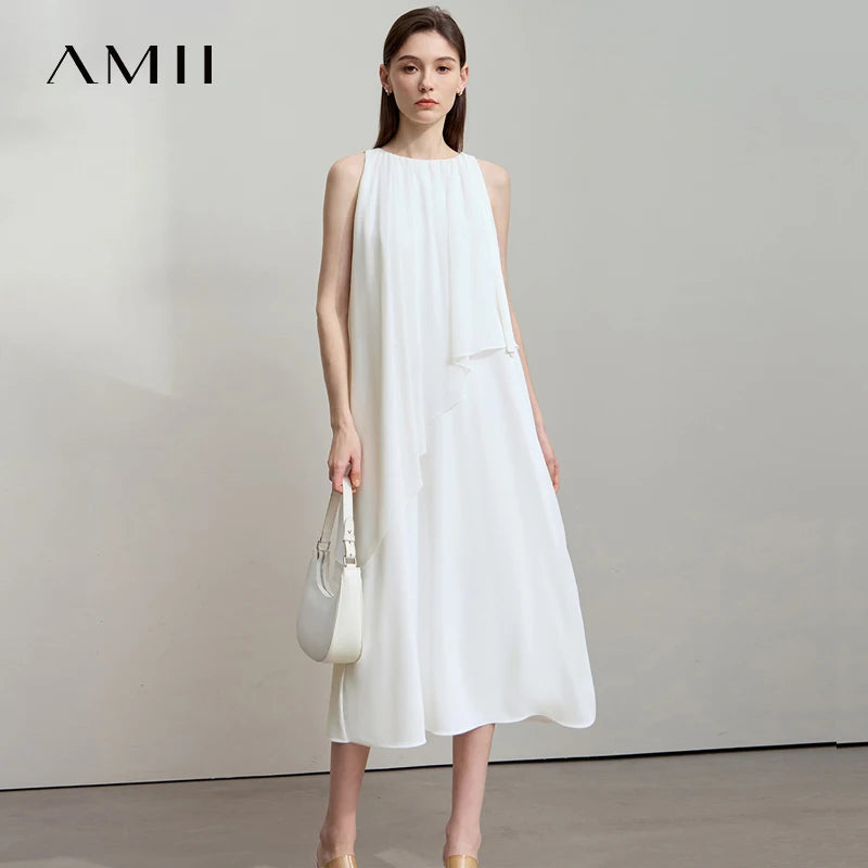 រ៉ូបល្ងាចប្រណីត AMII តិចតួចបំផុតសម្រាប់ស្ត្រីឆ្នាំ ២០២៥ វិស្សមកាលរដូវក្តៅ O ក ដៃអាវមិនទៀងទាត់អណ្តែតទឹក Cami រ៉ូប ១២៥៤២២០៣
