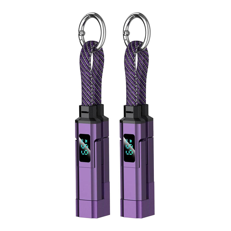 ខ្សែសាក iLMH Keychain, ខ្សែសាកច្រើនប្រភេទ USB C 4 ក្នុង 1 ជាមួយអេក្រង់ឌីជីថល, ខ្សែសាកលឿនចល័តសម្រាប់ឧបករណ៍