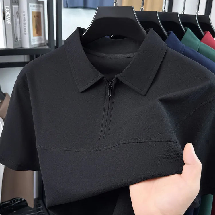 Men's Half-Zip Polo Shirt – Premium Summer Casual Business Style, Soft Cotton Blend, Wrinkle-Resistant, Classic Colors