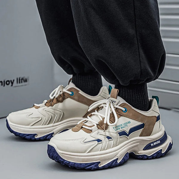 Chunky sneakers four seasons Men's thick-sole breathable casual outdoor running shoes fashion soft-sole anti-slip sports shoes