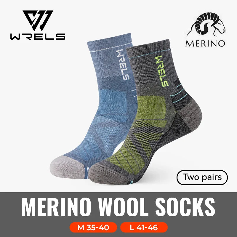 WRELS 1/2/3pairs Merino Wool Socks Thermal Warm Winter High Elastic Thick Hiking Socks Moisture Absorption Wool Sports Socks