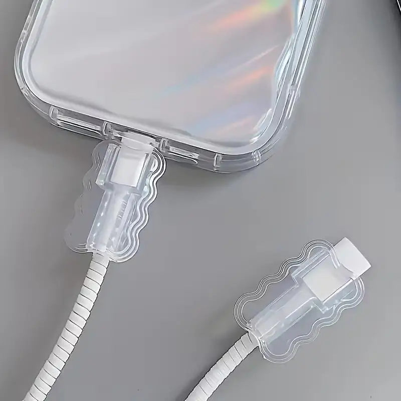 1/10pcs TPU Wave-Shaped Cable Sleeves – Anti-Break Protectors for Android & iPhone Data Cords, Cord Care