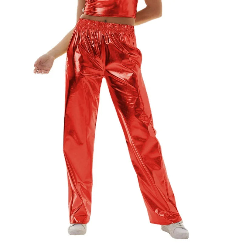 2026 Women Fashion Aurora Laser Gradual Change High Waist Straight Pants, Thin Female Stretch Trousers, 2025 New
