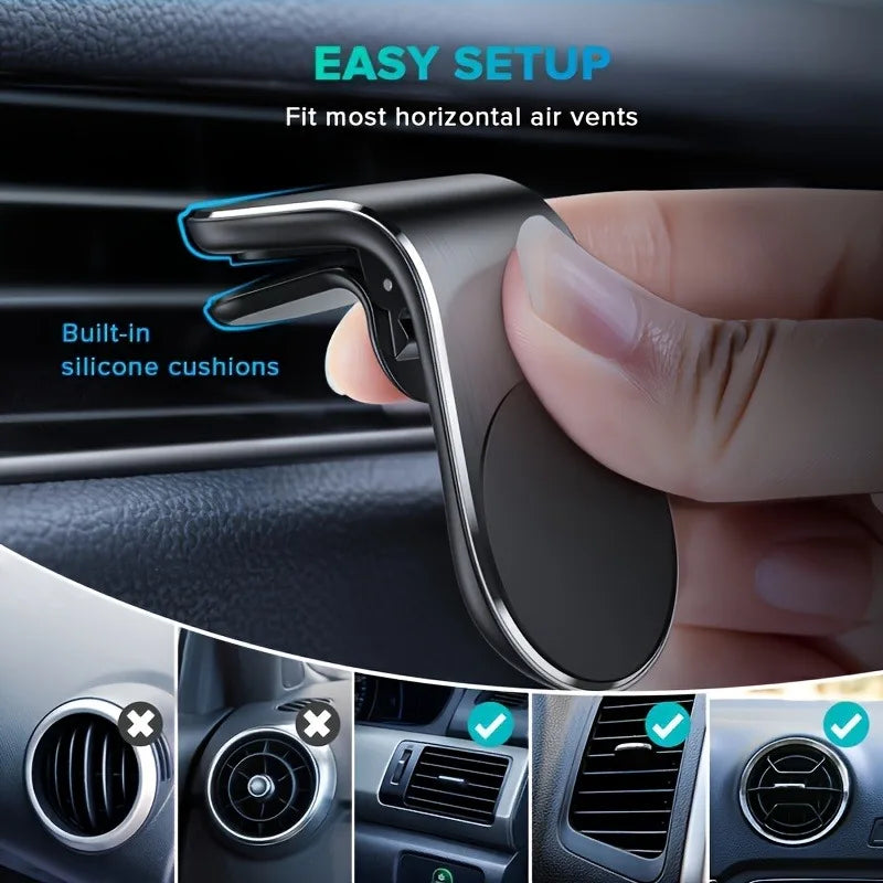1pc Automobile L-Shaped Magnetic Phone Holder, Used for Car Magnet Phone Holder, Car Mobile Holder, Air Outlet Holder.