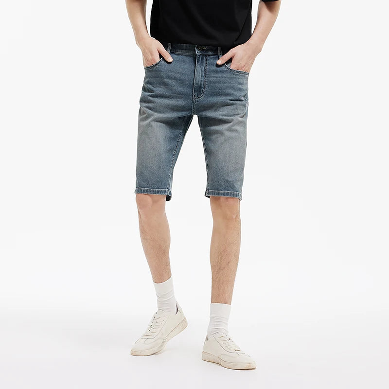 Semir Men Pants Denim Knee Length Vintage Washed Straight Leg Classic Versatile Casual Shorts 2026 Summer Fashion Daily Wear Top