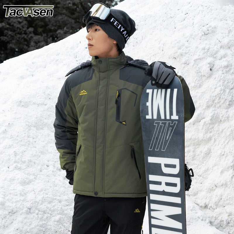 Men's Winter Ski Jacket Waterproof Insulated Fleece Lined Snowboard Parka Hooded Thermal Snow Coat