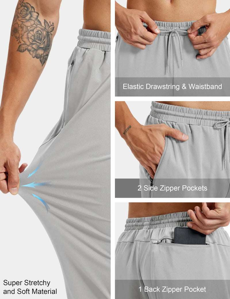 TACVASEN Men's Lightweight Joggers Stretch Tapered Sweatpants Zipper Pockets Sport Bottoms Workout Gym Running Athletic Pants