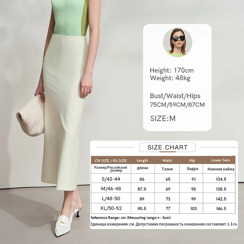 AMII Minimalist Skirt Mermaid For Women 2026 Summer New Elegant Office Lady Solid Mid Length Slim Thin Elastic Skirts 12521065