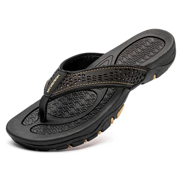 Summer Hot Sale Mens Flip Flops Plus Big Size 49 50 51 52 Leather Slippers Sandals Flip-Flop Beach Shoes Outdoor Hard Outsoles