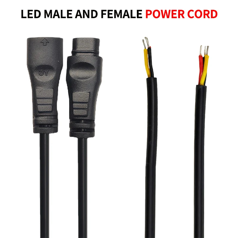 5PCS DC Connector Cable for LED Panel Light - 3Pin Wire with Tinned Flat Plug 24AWG for  Power Supply Household Appliances