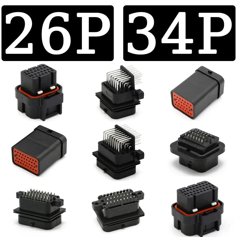 ឧបករណ៍ភ្ជាប់ ECU រថយន្ត TE AMP ប្រភេទ 5PCS 26/34Pin រន្ធដោតការពារទឹក ឆបគ្នាជាមួយ 3-1437290-1 / 6437288-2 / 9-6437287-8