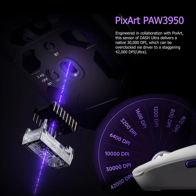 Akko Dash MAX/Ultra Mouse PixArt PAW3950 / PAW3395 Sensor 42000DPI 40g±3g Ultralight Ergonomic 8K Wireless E-sports Gaming Mouse