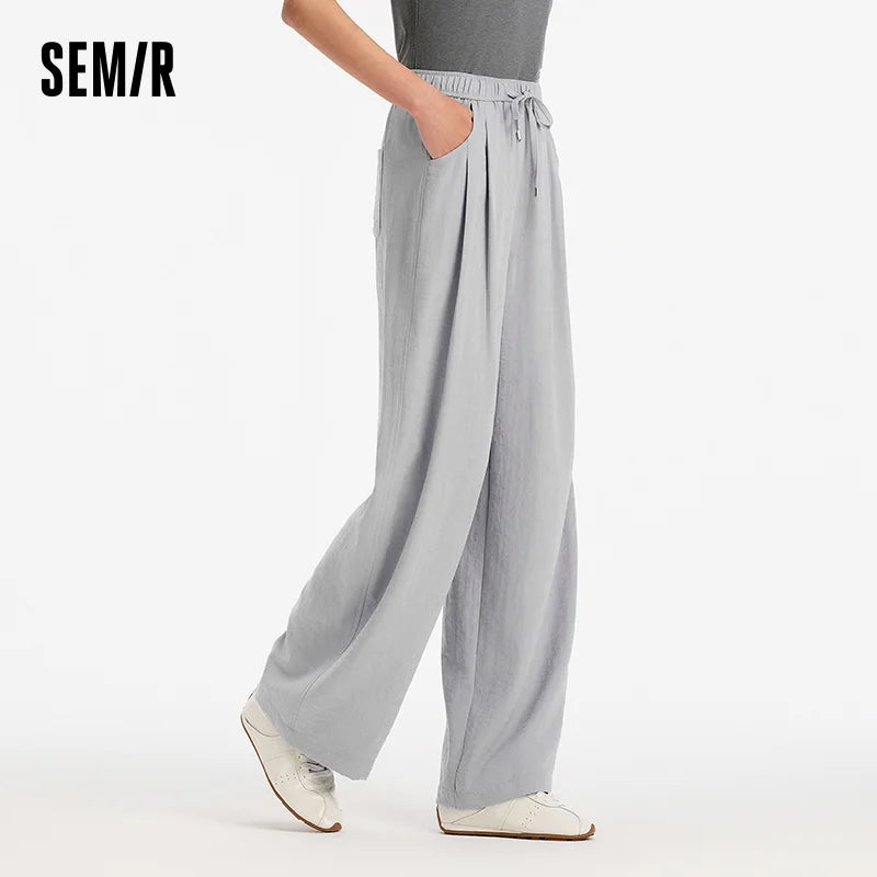 Semir Women Pants Textured 2026 Loose Fit Soft Drape Wide Leg Soft Touch Urban Casual Everyday Style Soft Comfortable
