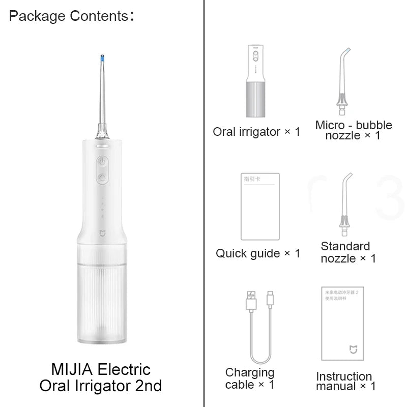 MIJIA Electric Oral Irrigator 2,IPX7 Waterproof Rating,200ML Water Tank,3 Frequency Conversion Modes,Water Flosser Dental