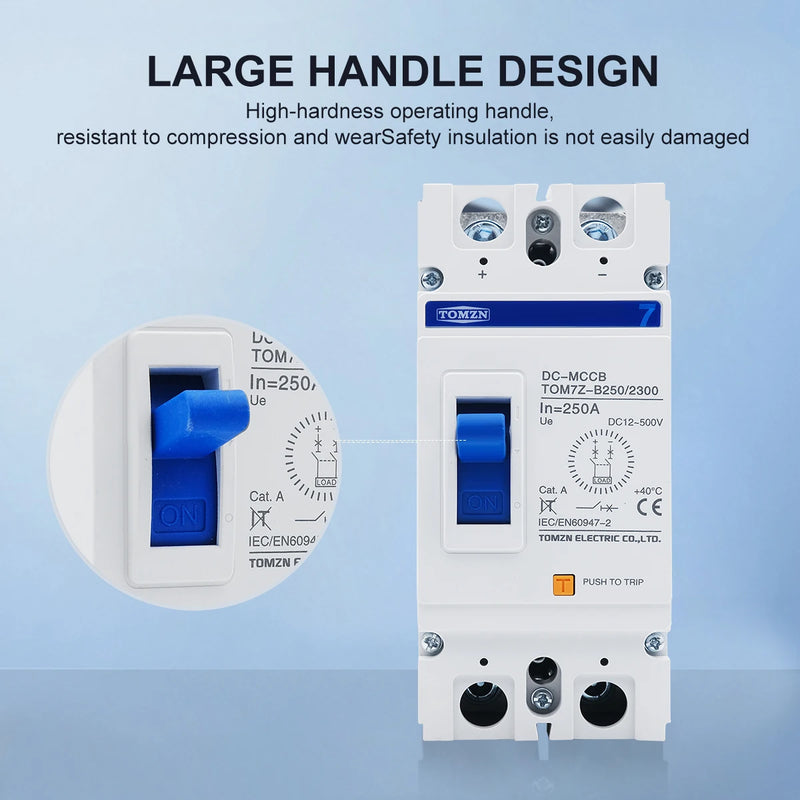 TOMZN 2P DC B Curve 500V DC Solar Molded Case Circuit Breaker MCCB Overload Protection Switch Protector Solar Photovoltaic PV