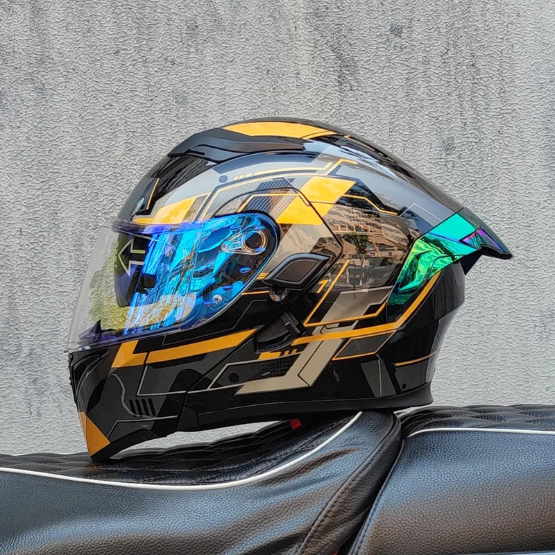 2024 New Motorcycle Helmet DOT Certified Double Lens Open Face Helmet Safety Modular Flipped Helmet with Sunshade