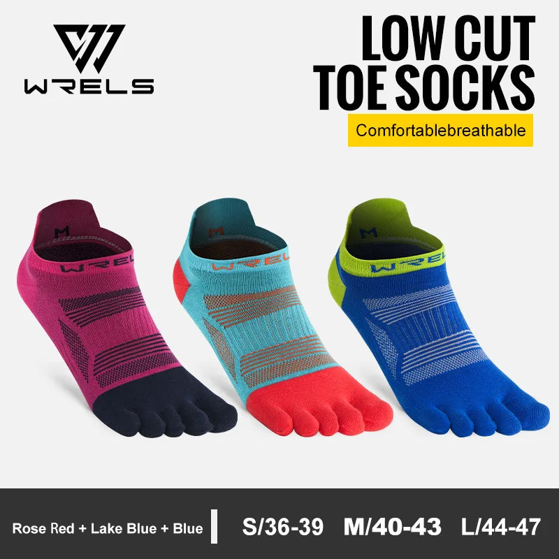 WRELS Toe Socks 5 Finger Athletic Running Low Cut Toe Socks for Men Women Moisture Wicking Quick-Dry Running Five Finger Socks