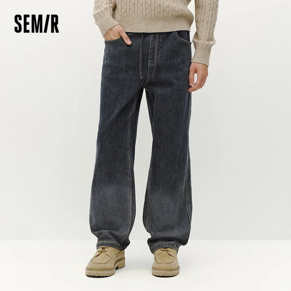 ខោខូវប៊យបុរស Semir ធ្វើពីកប្បាស លាតសន្ធឹង រលុង សម ជើងត្រង់ មានខ្សែចង រចនាបថវីនថេច ឆ្នាំ២០២៦ សម្លៀកបំពាក់រដូវរងាថ្មីប្រចាំថ្ងៃ