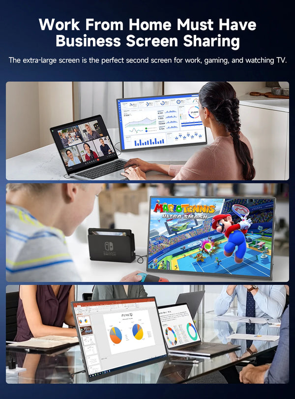 ម៉ូនីទ័រចល័ត UPERFECT ទំហំ 23.8 អ៊ីញ 180Hz 2K អេក្រង់លេងហ្គេម ជាមួយអេក្រង់ VESA IPS HDMI ប្រភេទ C សម្រាប់កុំព្យូទ័រ PS4 PS5 Switch Xbox Steam Decks