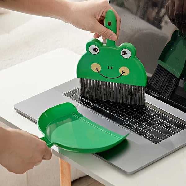 1set Small Dustpan Combination,Desktop Broom,Living Room Countertop Cleaning  (1 broom + 1 dustpan),Small animal pattern design