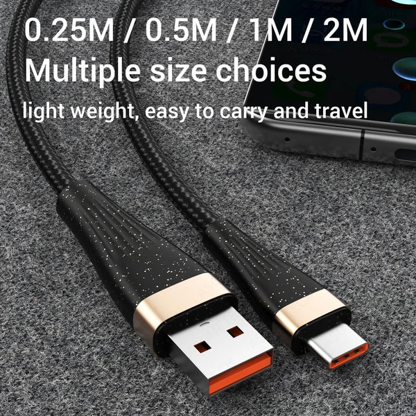 ខ្សែសាក USB 6A សម្រាប់ទូរស័ព្ទ ខ្សែ Type C ខ្សែសាក USB A ទៅ Type C សម្រាប់ Xiaomi Samsung MacBook ខ្សែសាកទិន្នន័យលឿន