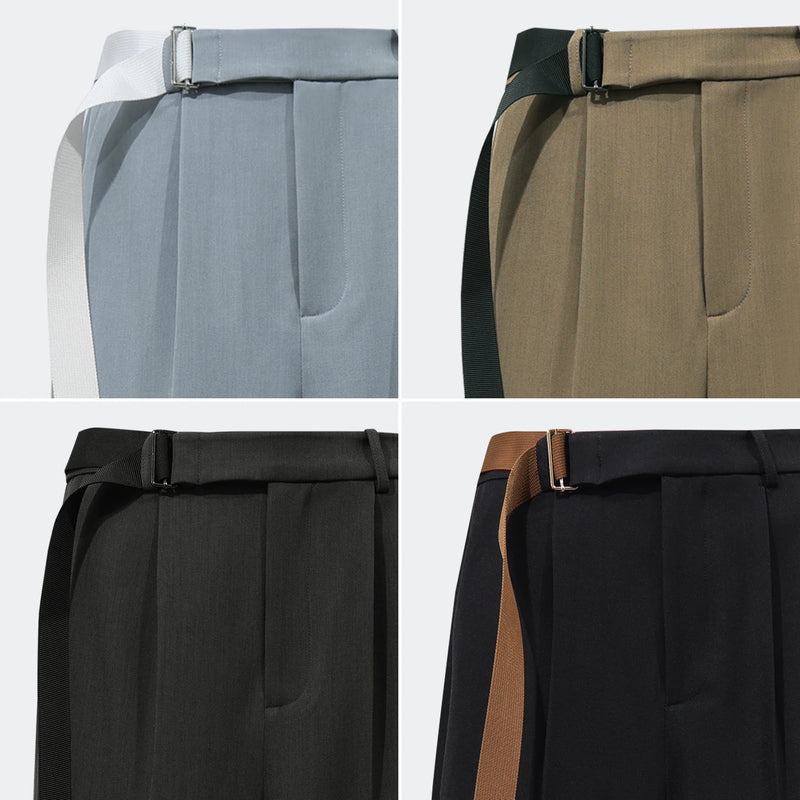 Amii Tapered Pants 2026 Autumn New Color-Contrast Belt Casual Trousers Office Versatile Tailored Fit Ladies Clothing 12613031