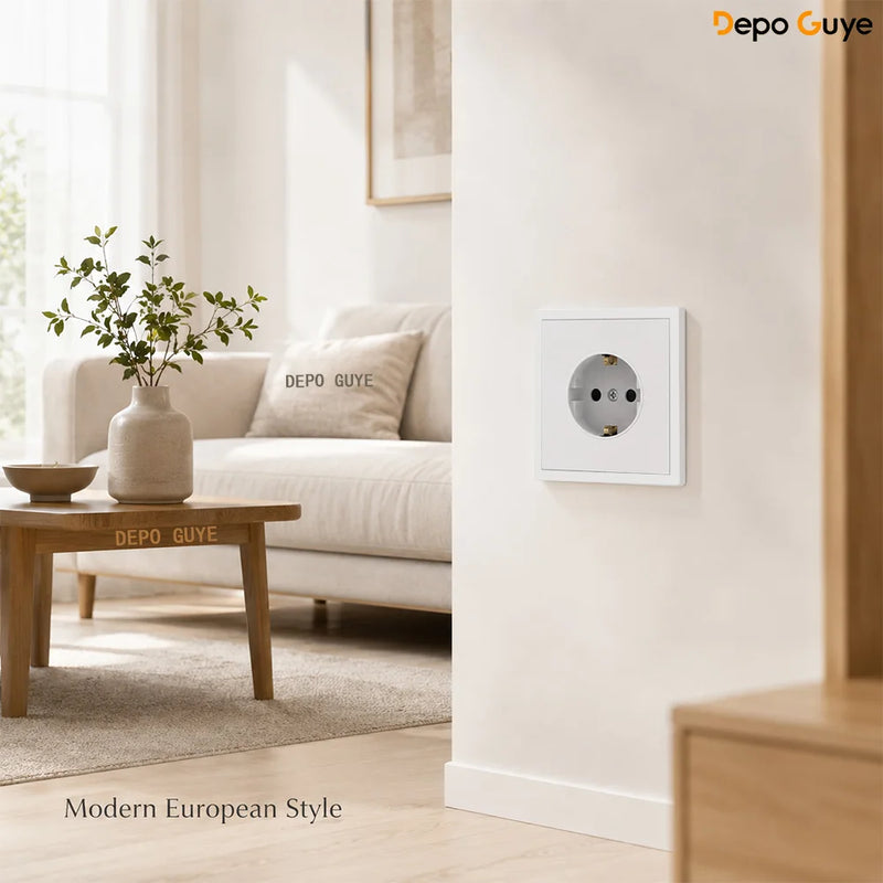 European Standard 1/2/3/4/5 Power Socket EU Standard Electrical Outlet White PC Panel Wall Electrical Outlets For Home Office